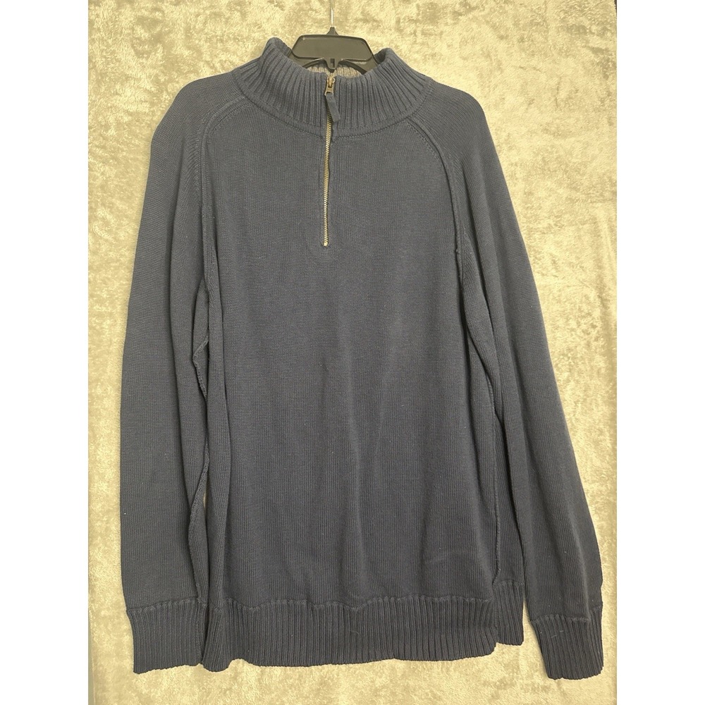 Duck Head Jeans Co Mens XXL Navy Quarter‎ Zip Sweater Pullover Cotton